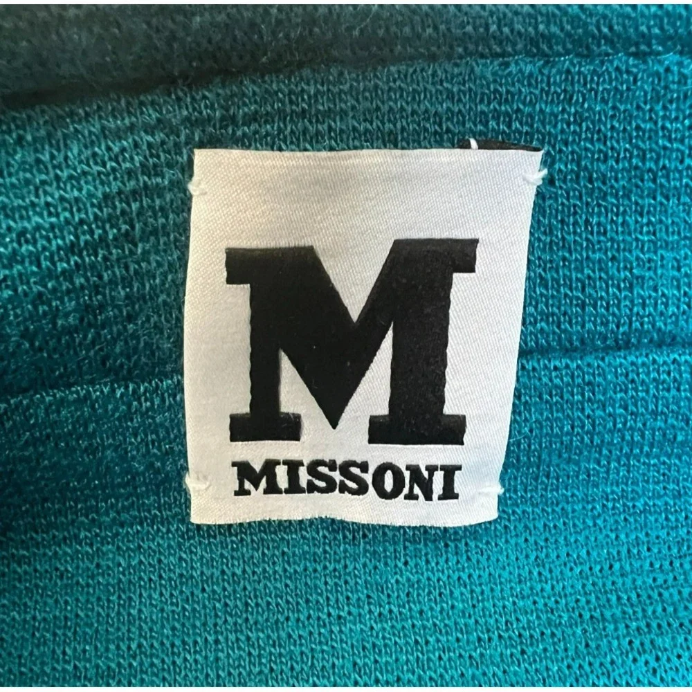 NEW M Missoni A-Line Belted Knee Skirt Teal Blue Wool Blend Lined Side Zip, 44/M
